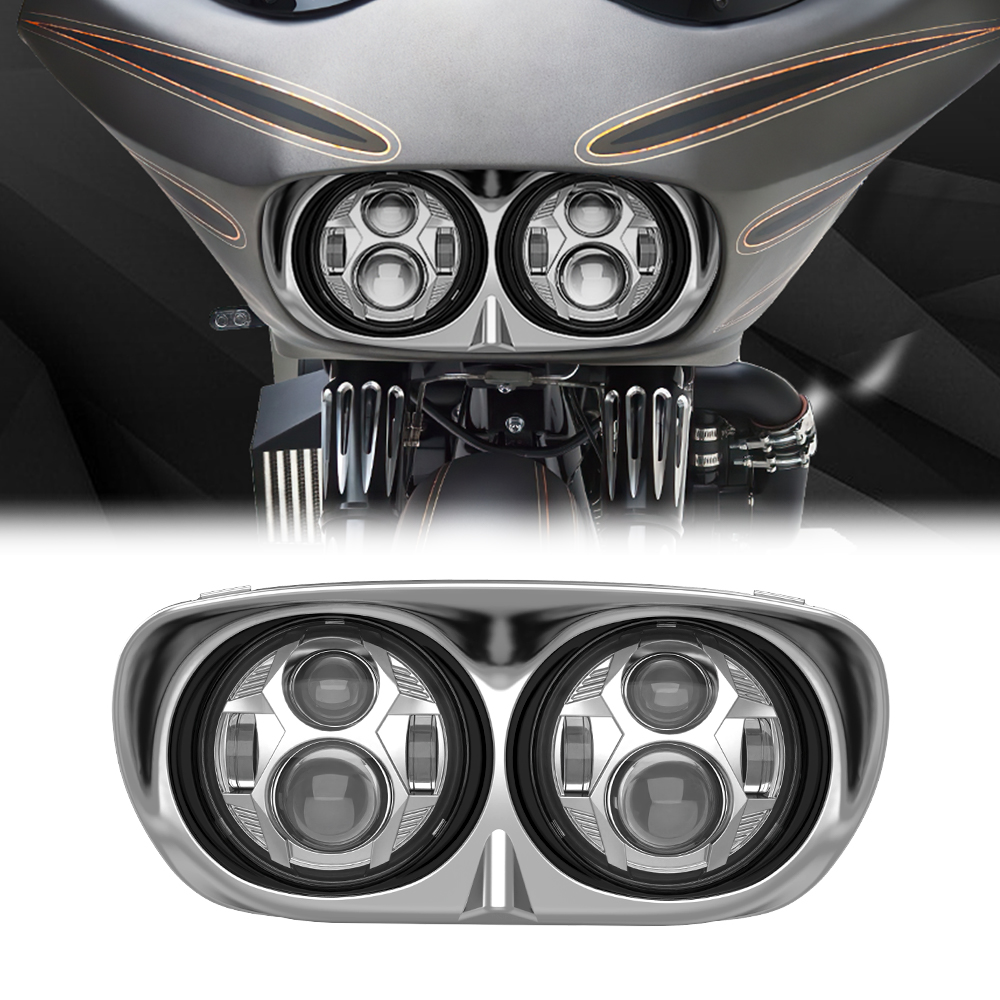Universal Motorcycle Led Headlight Projector - Black/Chrome 5.75