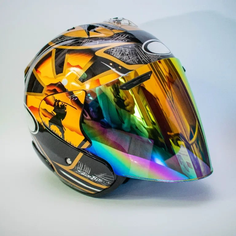 Full Face Motorcycle Helmet With Bluetooth - 3/4 Open Face Helmet Ram3 Pedrosa