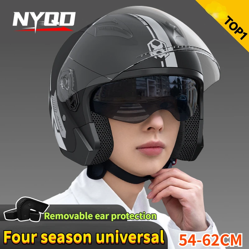 3/4 open face retro motorcycle - đánh giá và giá Dual Visor Motorcycle Racing Helmet