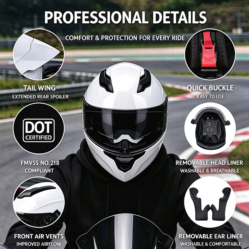 Dual Visor Large Rear Spoiler  - đánh giá và giá Dual Visor Motorcycle Racing Helmet